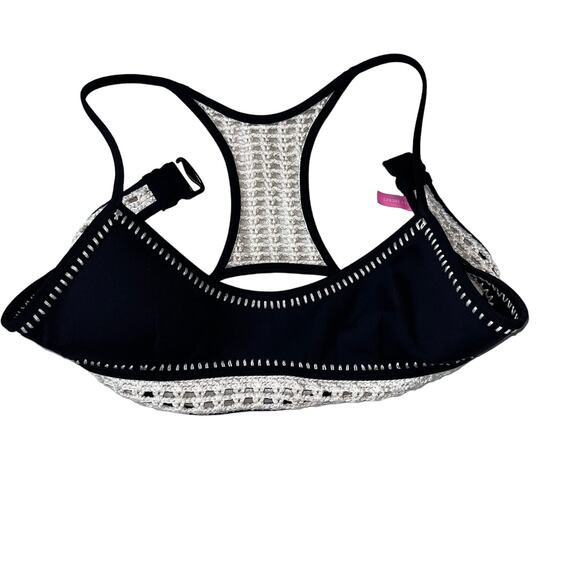 Victoria's Secret Women’s SM Racer Back Black With Crochet Trim Bathing Suit Top - Picture 1 of 5